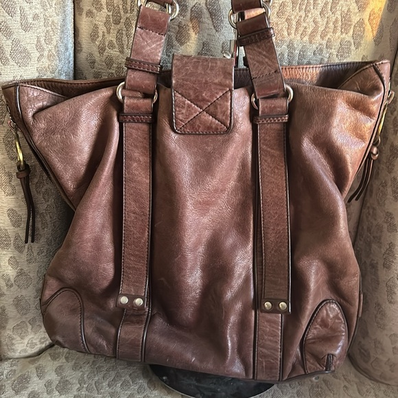 Chloe brown distressed Boho leather tote shoulder bag - Picture 9 of 17